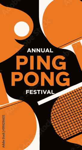 Vibrant Abstract Design Promoting Annual Ping Pong Festival with Dynamic Visuals and Energetic