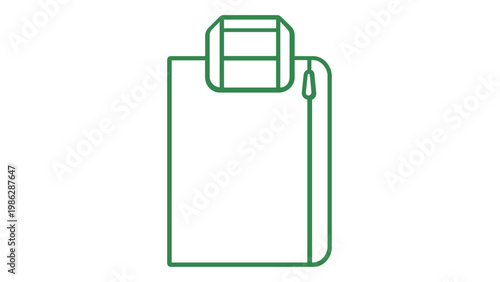 Green fanny pack line icon vector illustration, minimalist waist bag design for travel and fashion accessories. Scalable flat graphic for web, mobile apps, and user interface design projects.