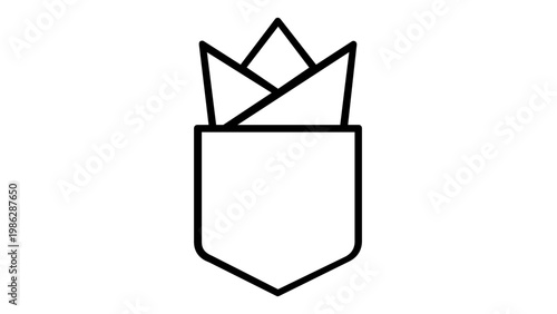 Pocket Square in Suit Pocket Line Icon Vector Illustration. Minimalist Flat Design of a Folded Handkerchief Accessory for Formal Wear, Business Attire, Weddings, and Men's Fashion. Scalable Graphic.