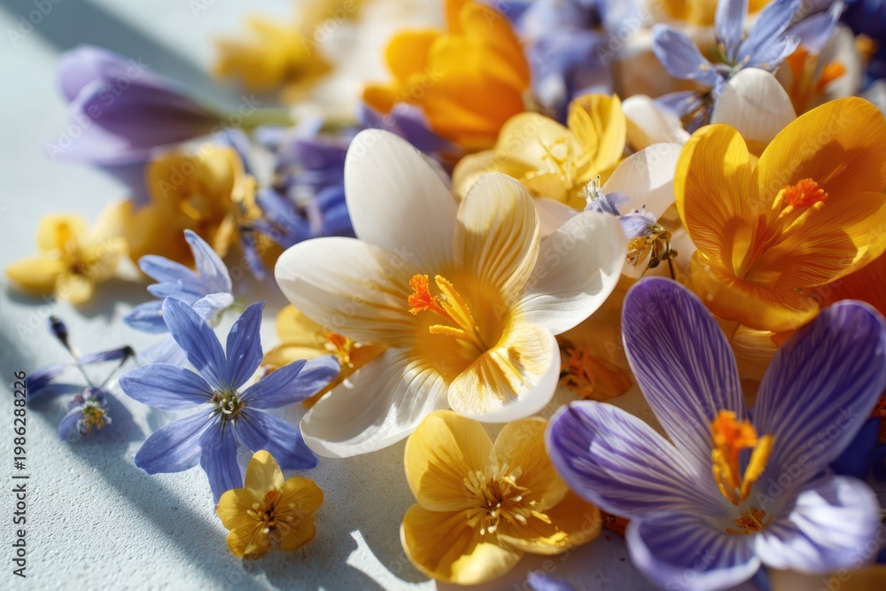 Fototapeta premium Spring crocus bouquet close-up