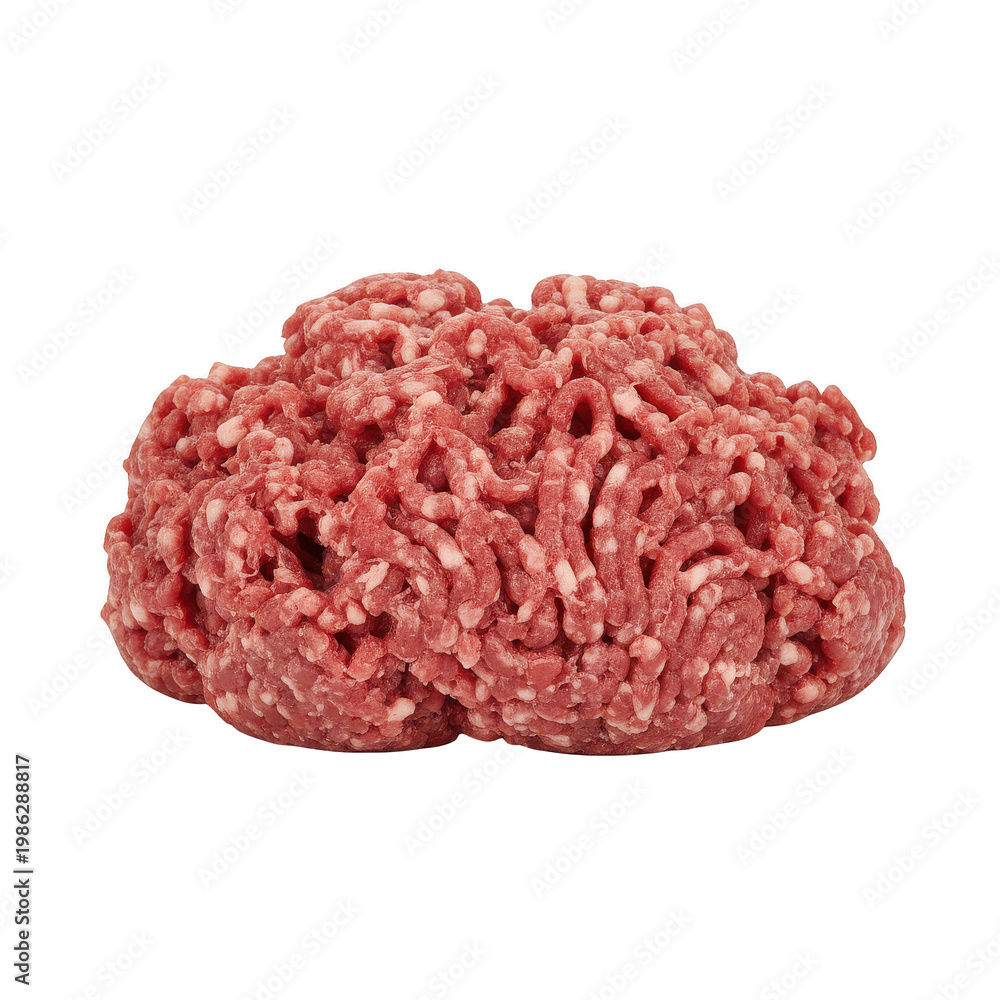 Obraz premium Freshly formed raw ground beef patty ready for cooking isolated on transparent background