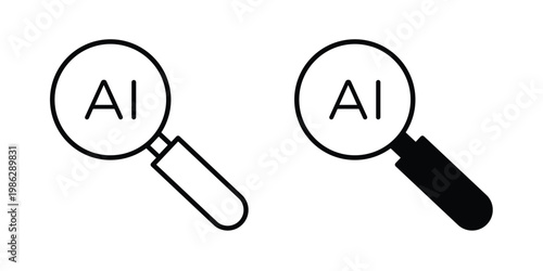 AI search icon symbol collection, Stroke and flat icons