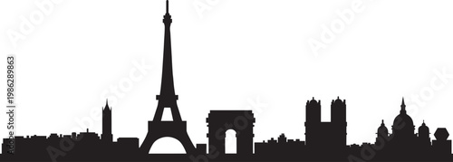 Photography Paris skyline illustration featuring iconic landmarks like the Eiffel Tower and