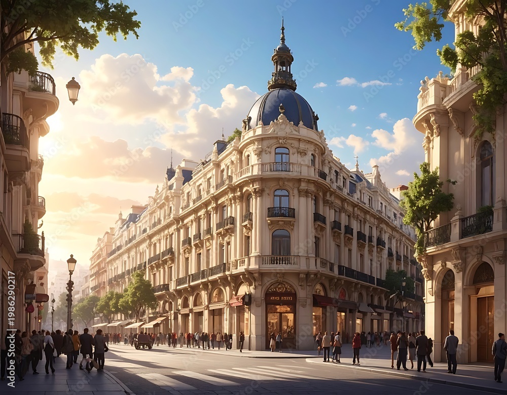Obraz premium European street building