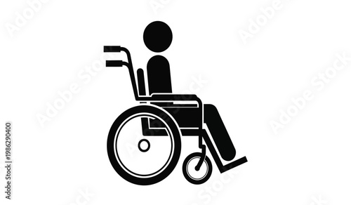 A stark black silhouette depicts a person seated in a wheelchair showcasing mobility assistance and accessibility a powerful silhouette high quality professional detailed modern