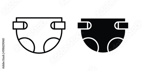 Baby diaper icon symbol collection, Stroke and flat icons