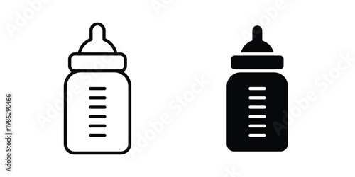 Baby bottle icon symbol collection, Stroke and flat icons