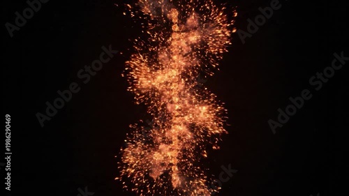 Fiery DNA Helix Structure Exploding into Sparks and Particles.