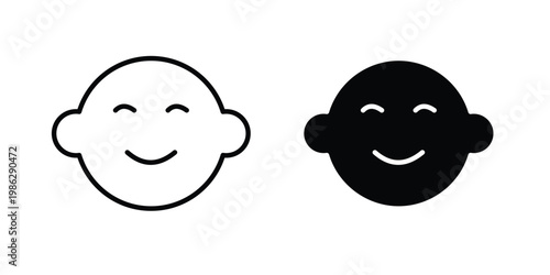 Baby face icon symbol collection, Stroke and flat icons