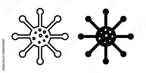 Bacteria icon symbol collection, Stroke and flat icons