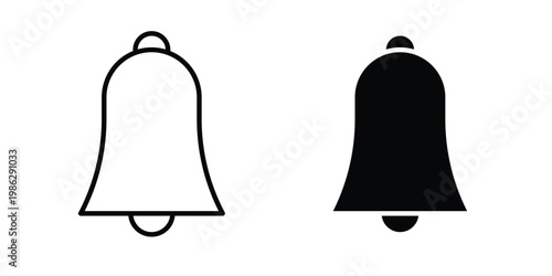 Bell icon symbol collection, Stroke and flat icons