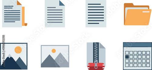 A set of colorful icons for office and design on transparent background