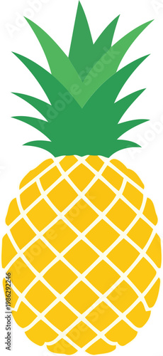 Yellow pineapple with green leaves fruit tropical