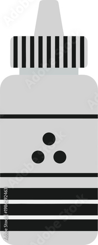 A bottle with a spray nozzle and three black dots on its front side