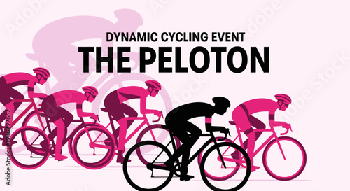 Vibrant Cycling Race Depiction: The Peloton Underway With Athletic Prowess and Energy