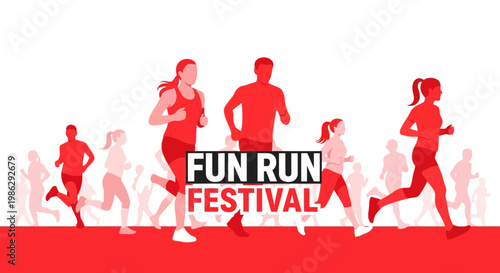 Vibrant Fun Run Festival Athletes Sprinting Across Diverse Terrain