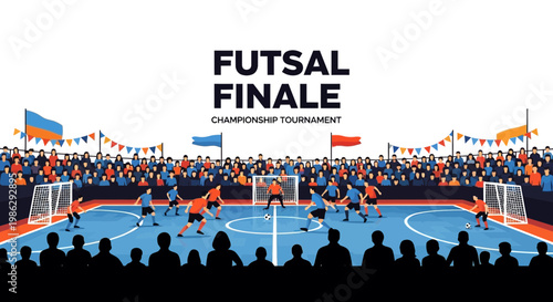 Vibrant Futsal Finale Illustration Capturing Championship Tournament Action for Sports Enthusiasts
