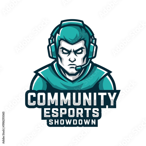 Vibrant Gaming Community Esports Logo Featuring an Aggressive Player and Dynamic Design