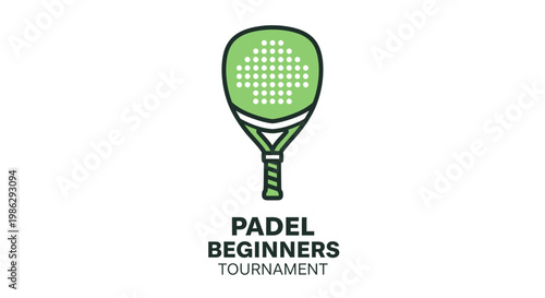 Vibrant Green Padel Racket Icon For Beginner Tournaments