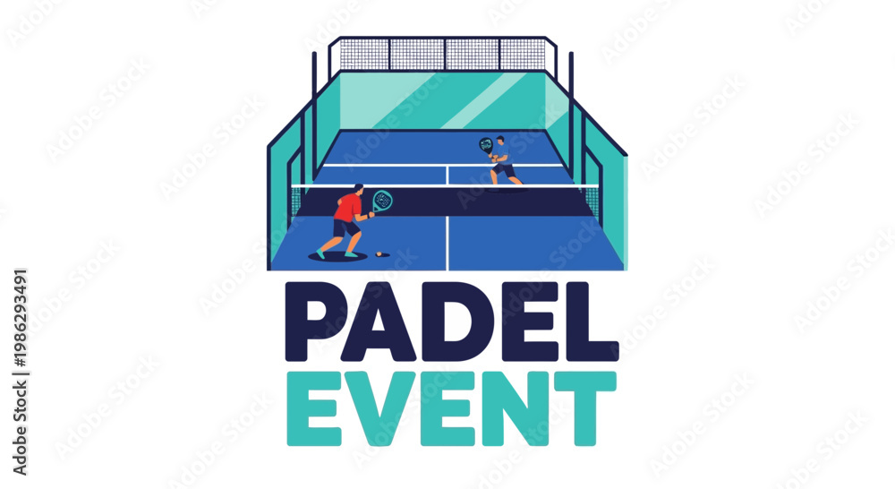 Obraz premium Vibrant Illustration of a Padel Match, Displaying a Dynamic Sporting Event for Enthusiasts