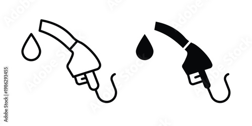 Car fuel icon symbol collection, Stroke and flat icons