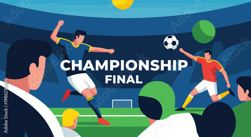 Vibrant Illustrated Soccer Championship Final Scene Capturing Action and Excitement Perfectly