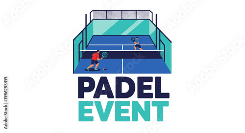 Vibrant Illustration of a Padel Match, Displaying a Dynamic Sporting Event for Enthusiasts