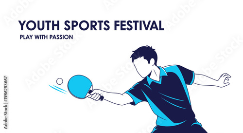 Vibrant Illustration Of Youth Playing Table Tennis At A Sports Festival Event