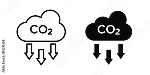carbon reduction icon symbol collection, Stroke and flat icons