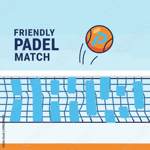 Vibrant Illustration Depicting a Friendly Padel Match, Highlighting Sport and Competition