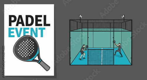 Vibrant Padel Event Illustration Displaying Sports, Action, and Competition in a Modern Style