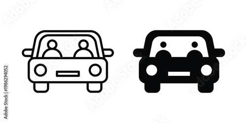 Carpool share icon symbol collection, Stroke and flat icons
