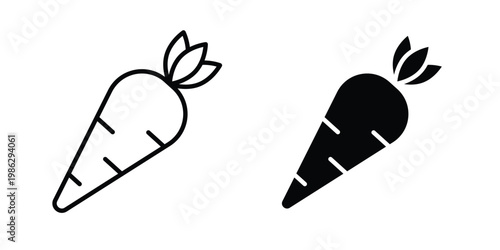 Carrot icon symbol collection, Stroke and flat icons