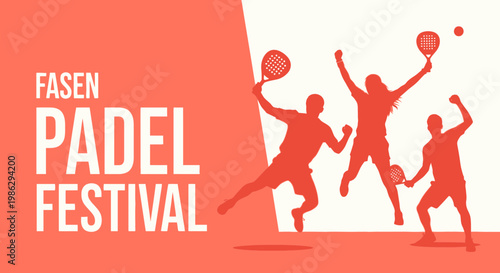 Vibrant Padel Festival Illustration Capturing Dynamic Action and Athleticism in a Bold Design