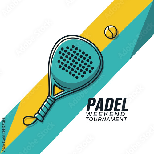 Vibrant Padel Tournament Design: Modern Sporting Emblem with Dynamic Color Scheme and Texture