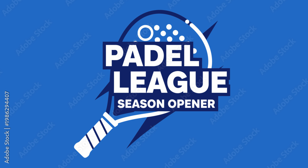 Fototapeta premium Vibrant Padel League Season Opener Logo Design, Sporty Emblem, Blue Color Scheme Graphics
