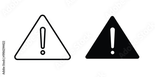 Caution Attention icon symbol collection, Stroke and flat icons