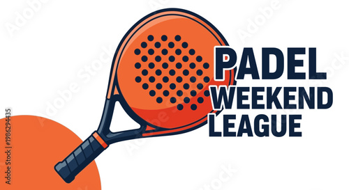 Vibrant Padel Weekend League Logo Depicting Sport Equipment And Tournament Branding
