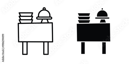 Catering buffet icon symbol collection, Stroke and flat icons