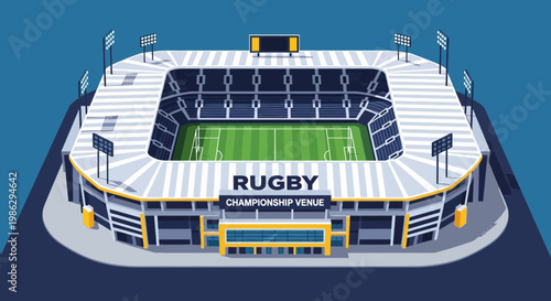 Vibrant Rugby Championship Stadium Illustration For Sporting Events