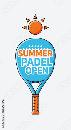 Vibrant Summer Padel Open Tournament Graphic With Sun Icon