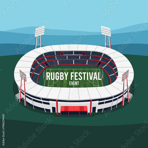 Vibrant Rugby Stadium Ready For Championship Games And Exciting Sporting Events