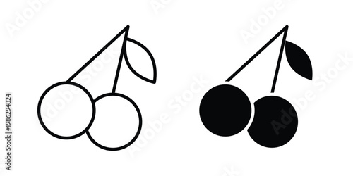 Cherry icon symbol collection, Stroke and flat icons