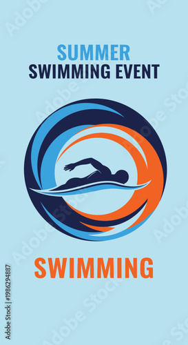 Vibrant Swimming Event Poster Showcasing Summer Recreation and Aquatic Sports Activities