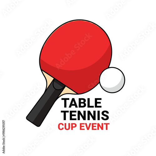Vibrant Table Tennis Illustration Showcasing a Cup Event and Sporting Competition