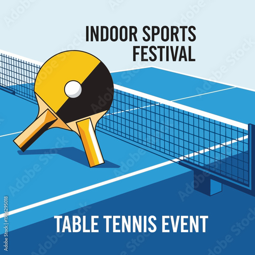 Vibrant Table Tennis Illustration Promoting Indoor Sports Festival and Exciting Tournament Events