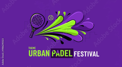 Vibrant Urban Padel Tournament Promotional Design With Dynamic Artistic Elements