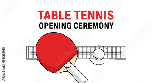 Vibrant Table Tennis Opening Ceremony Illustration Depicting Excitement and Sportsmanship