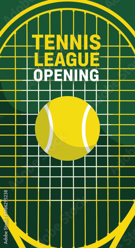 Vibrant Tennis League Opening Announcement with Bold Graphics and Dynamic Design for Marketing