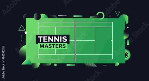 Vibrant Tennis Masters Court Design Featuring Geometric Elements and Modern Aesthetics